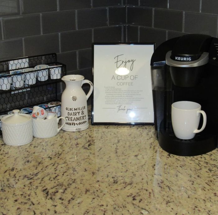 Coffee bar with Keurig for slow lake mornings