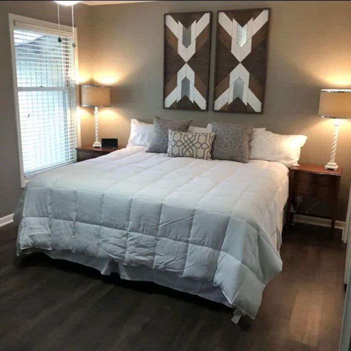 Primary Suite with King bed, ensuite bathroom, lake views, and smart TV