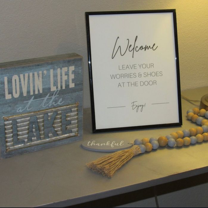 'Leave your worries at the door' welcome sign